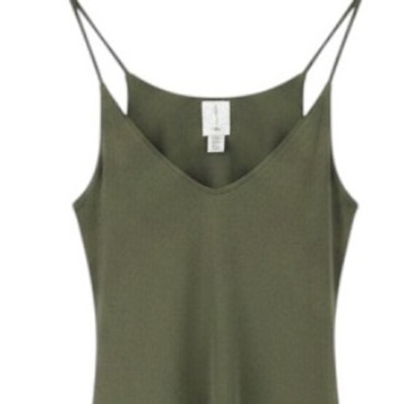 Joie Dresses & Skirts - Joie Olive Green V-Neck Spaghetti Strap Sharkbite Midi Slip Dress Womens Medium